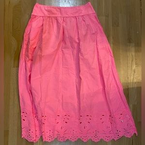 Anthropologie Farm Rio Eyelet Maxi Skirt Neon Pink